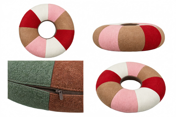 کوسن گرد پچورک فانتزی مدل دونات (پارچه تدی ببعی)